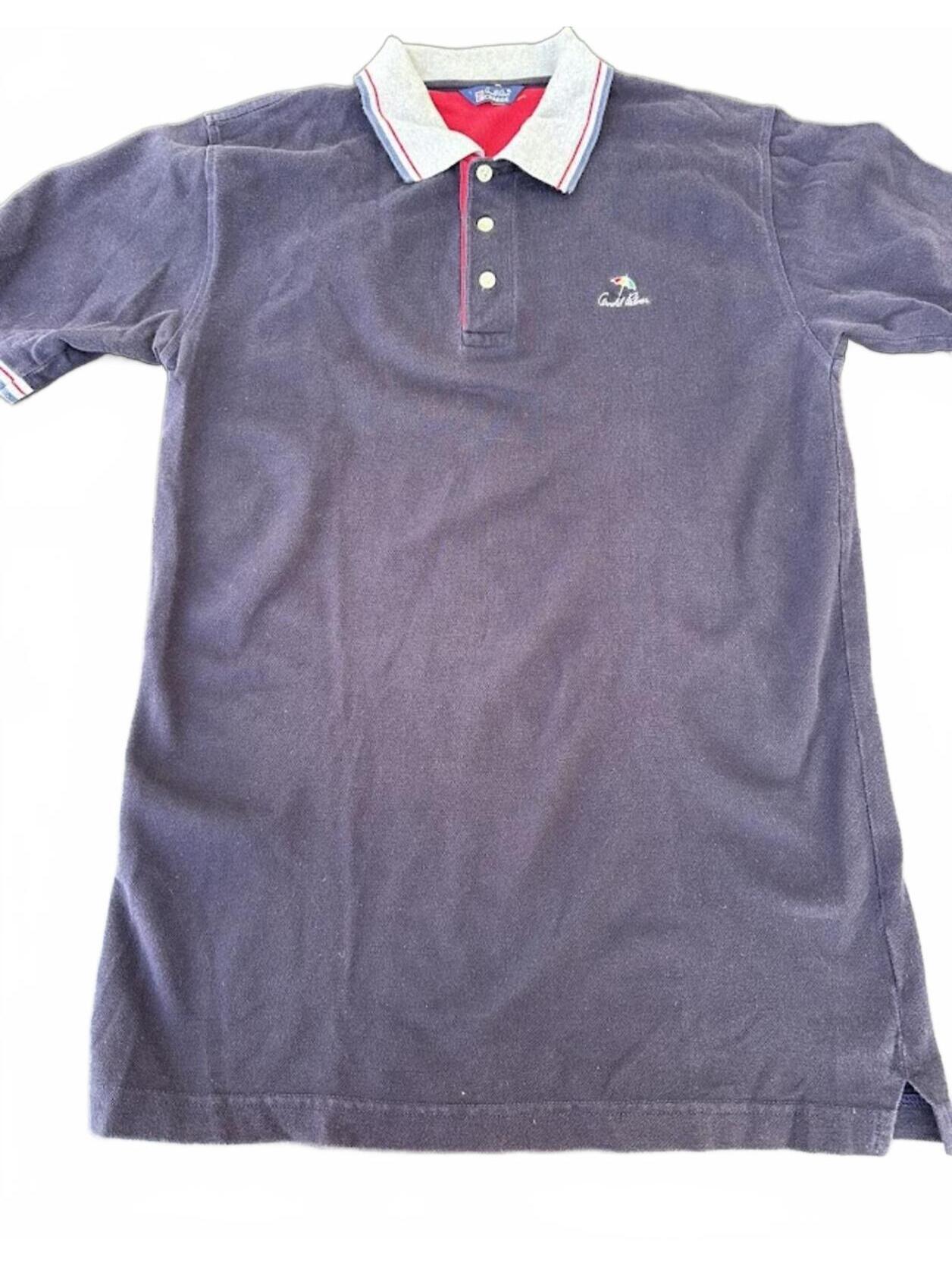 : Arnold Palmer Charge Polo Shirt L Navy Stripe Collar
